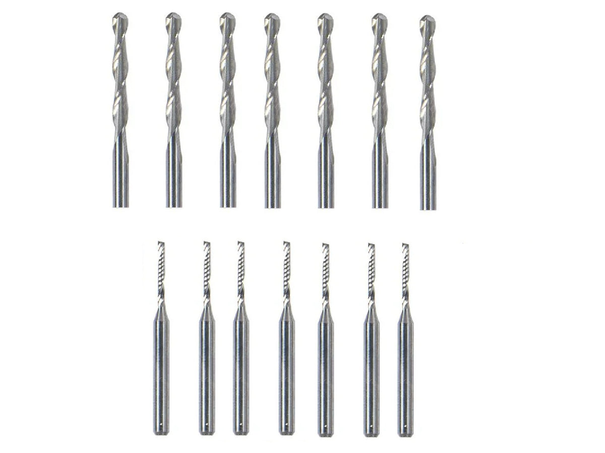 Snapmaker CNC Bits Set – 15 Tungsten Steel UF20 Bits (8 Flat End Mills, 7 Ball End Mills)