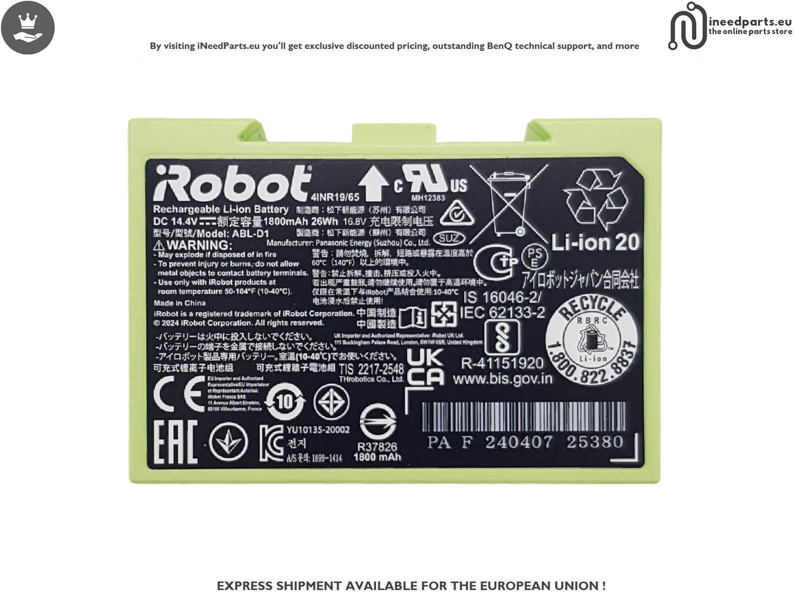 BATTERY FOR iRobot Roomba Combo i5