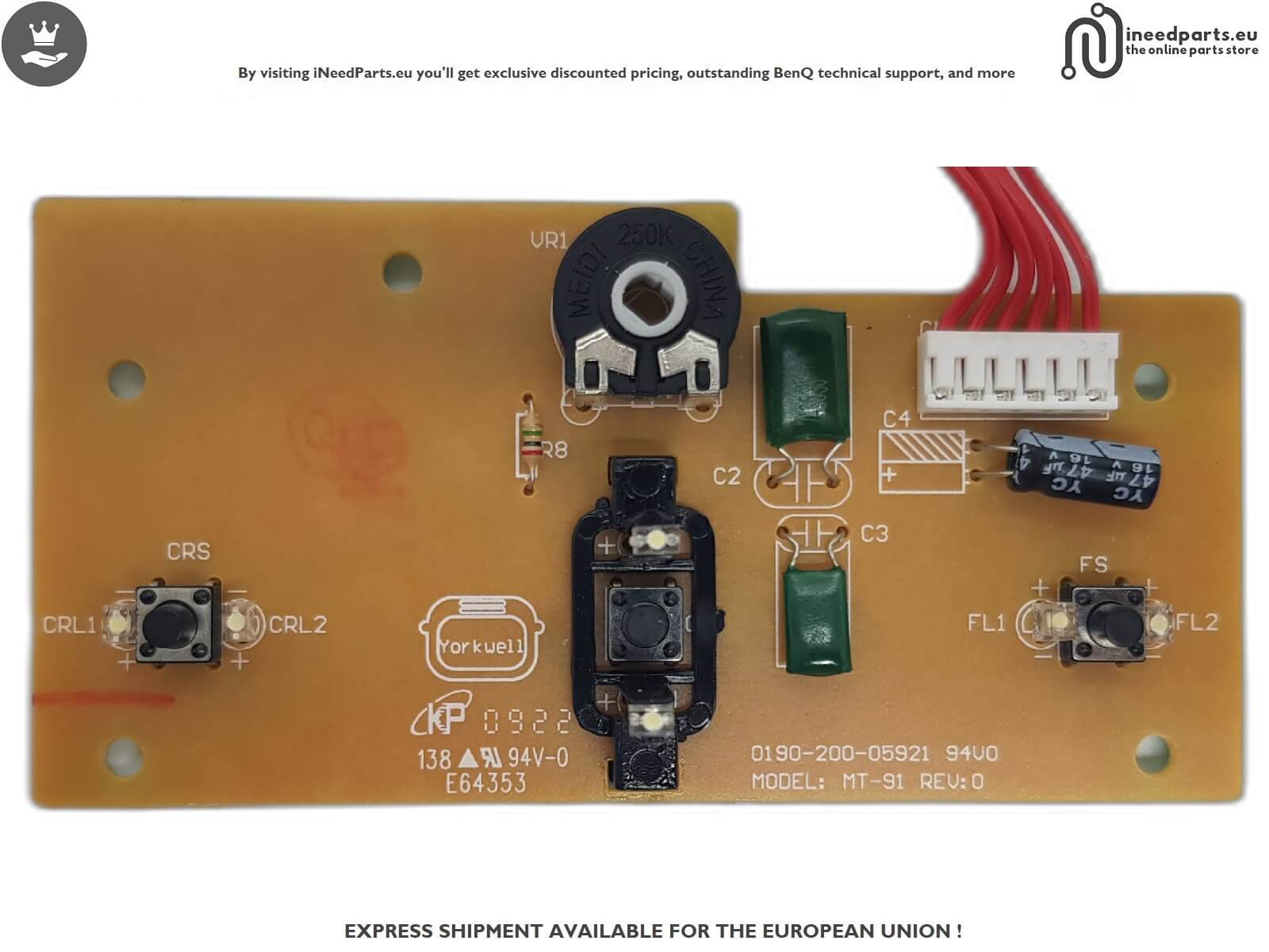 Main Board for Smeg, Tostapane 2x2 TSF01RDEU 0190-200-05921 94V0  Model:MT-91 REV :0