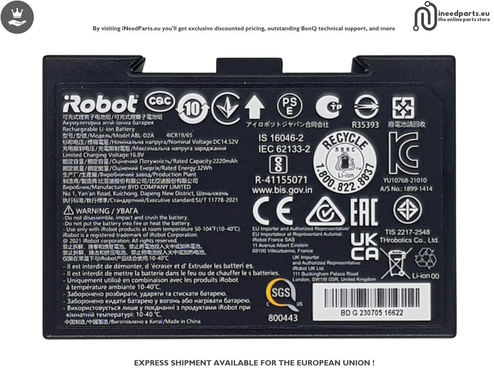 Battery for iRobot Roomba Combo j5+ (j5576) Robot Vacuum Cleaner