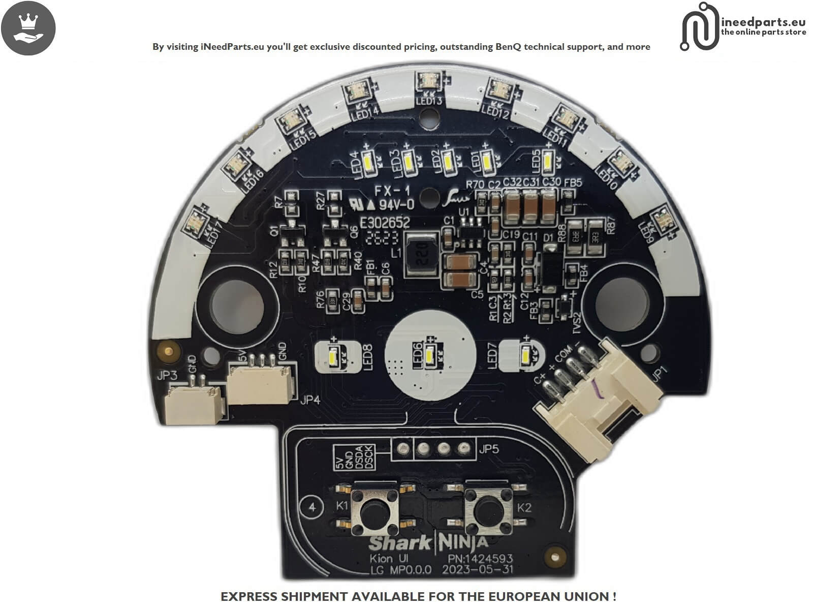 Control Board for Shark Detect Pro Cordless Vacuum Cleaner Model IW3611EU