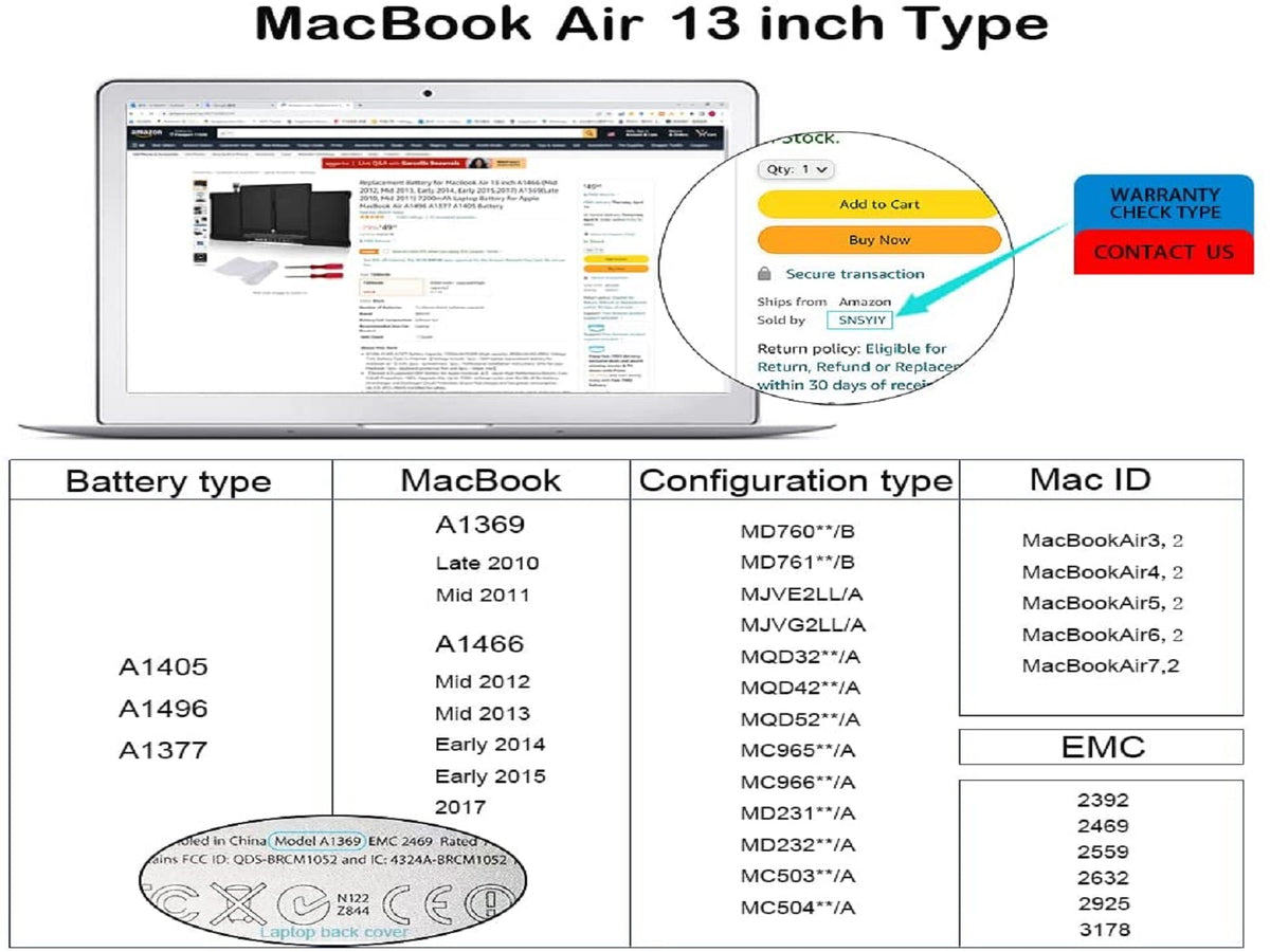OEM Battery MacBook Air 13 A1496 A1405 A1377
