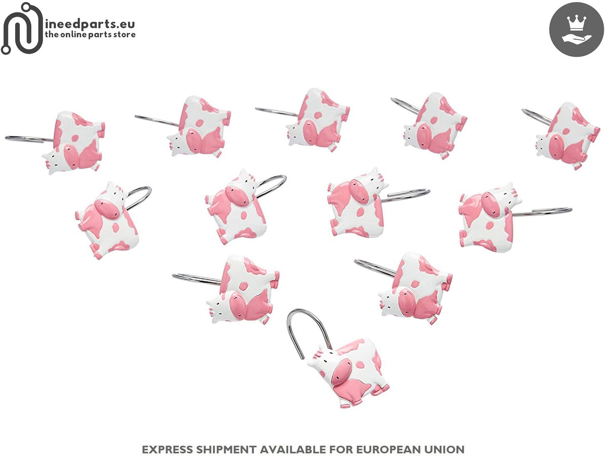 Shower Curtain Hooks Baby Cow Pink