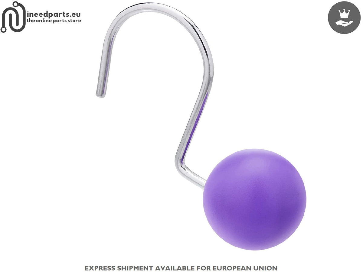 Shower Curtain Hooks Button Blue Design