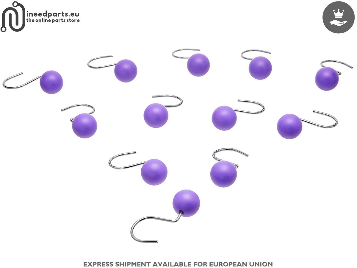 Shower Curtain Hooks Button Blue Design